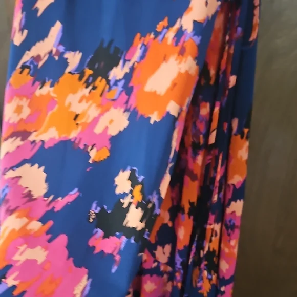Vibrant Navy Floral Wrap Maxi Dress in Pink & Orange Size XL - Picture 5 of 6